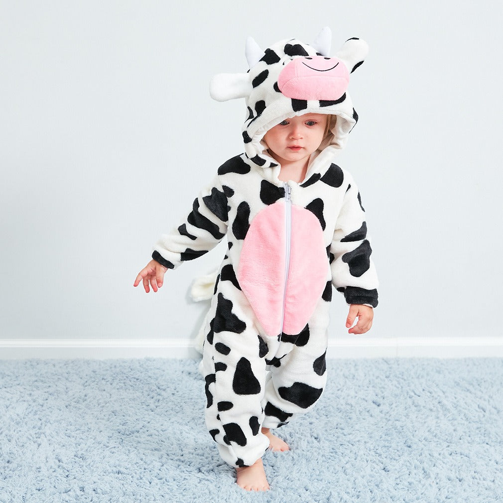 Baby jumpsuit, cow animal shaped pajamas