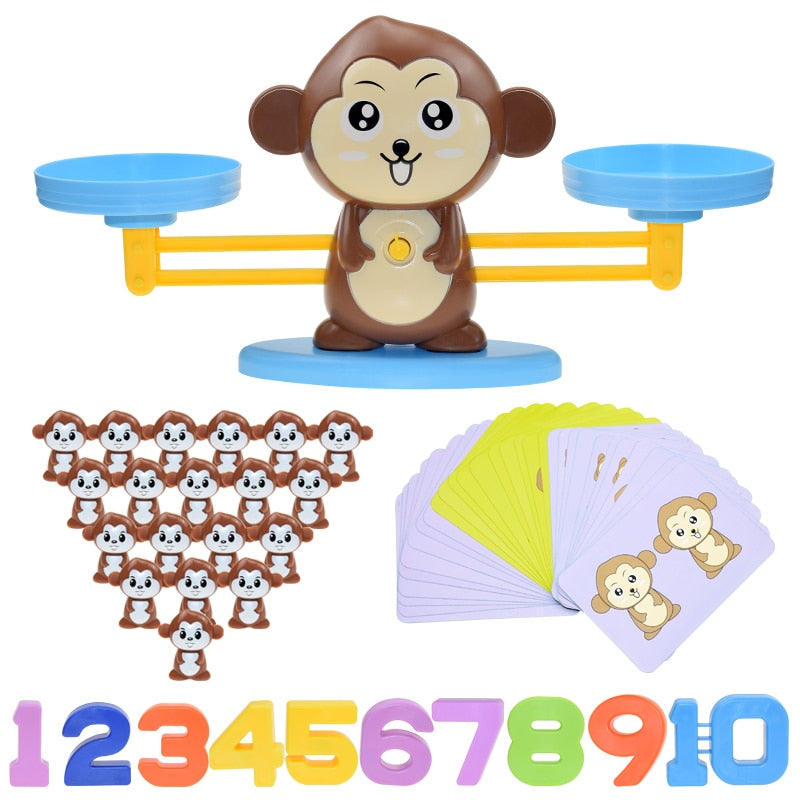 Montessori Math Toy Digital Monkey Balance Scale Educational Math Penguin Balancing Scale Number Board Game Kids Learning Toys