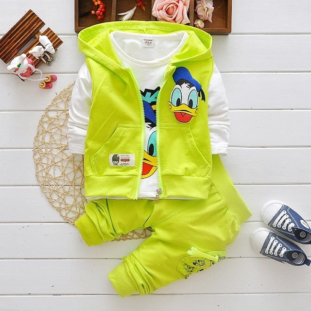 Boys Clothes Suits Cartoon Donald Duck Baby Kids Boys Outerwear Hoodie Jacket Baby Sport Boys Clothing Sets Suits